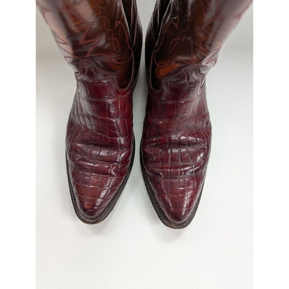 Vintage Botas Sandoval Men's Cowboy Boots Embossed Leather Size 27/9 Burgundy - Picture 4 of 10